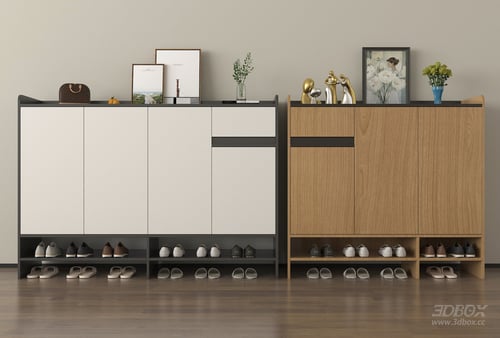 Modern Minimalist Hallway Shoe Cabinet Set 3D model