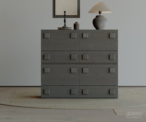 Modern Dark Oak Chest of Drawers Sideboard 3D model