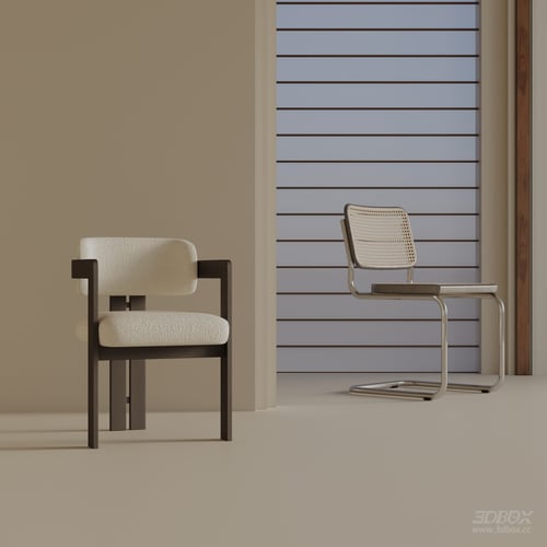 Modern Dining Chairs Set of 2 3D model
