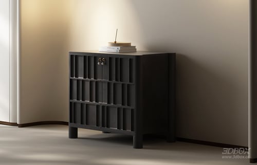 Modern Mid-Century Dark Wood Sideboard Chest of Drawer 3D model