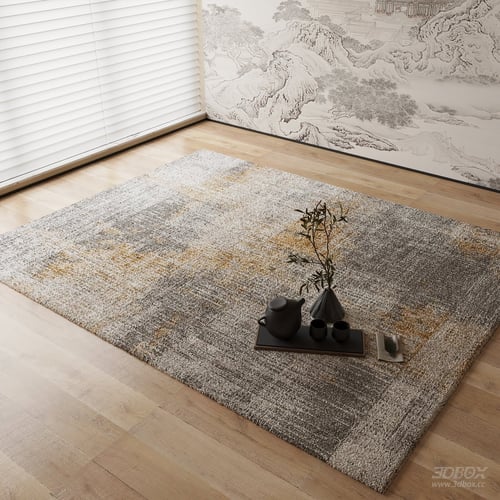 New Chinese Style Abstract Textured Carpet 3D model