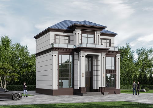 New Chinese Style Two-story Villa Exterior Building 3D model