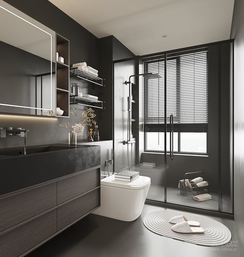 Modern Dark Style Bathroom Scene 3D model
