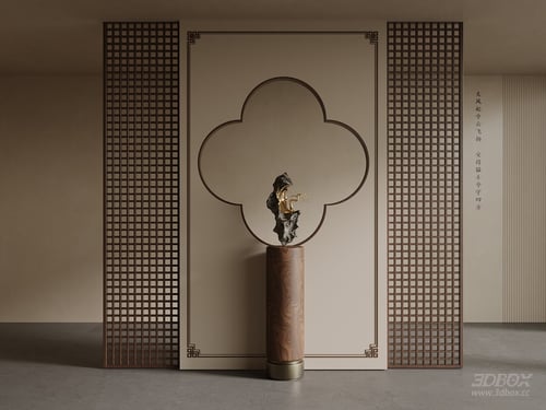 New Chinese Style Decorative Partition Wall Panel 3D model