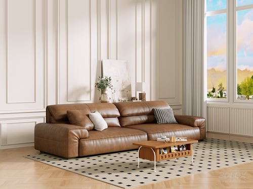 Modern Vintage Leather Sofa Set Living Room Scene 3D model