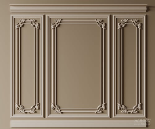 Neoclassical French Style Decorative Plaster Wall Molding Set 3D model