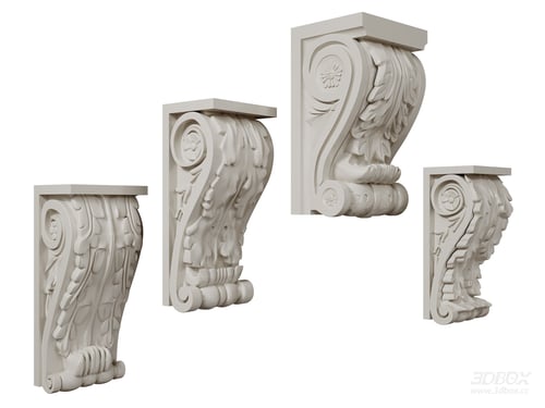 French Style Carved Plaster Corbel Set 3D model