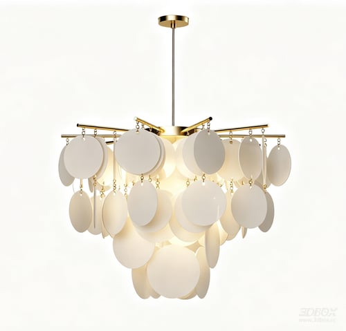 Modern Art Gold White Disc Ceiling Chandelier 3D model