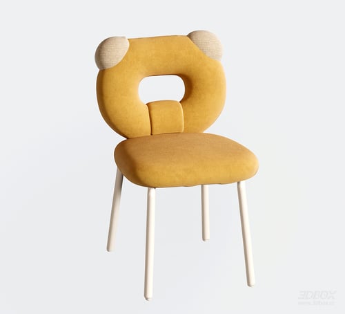 Modern Cute Bear Ear Fabric Upholstered Dining Dressing Chair 3D model