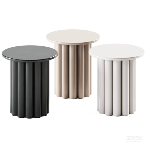Modern Round Fluted Base Side Table Set 3D model