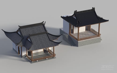 Chinese Ancient Traditional Stage Architecture Building 3D model