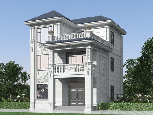 European Style Luxury Villa Exterior Facade 3D model