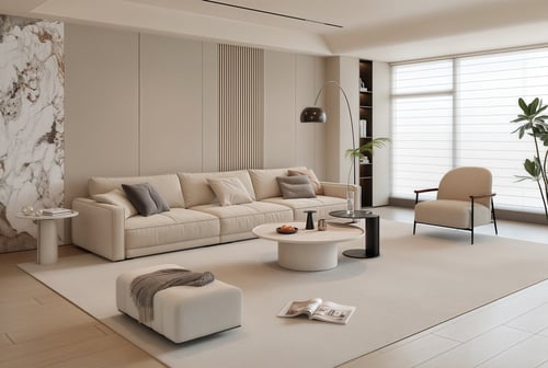 Modern Minimalist Living Room Sofa and Coffee Table Set 3D model
