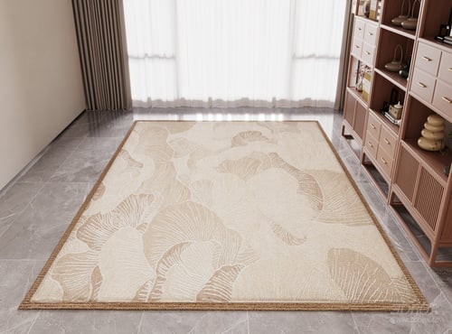 New Chinese Style Beige Floral Pattern Carpet 3D model