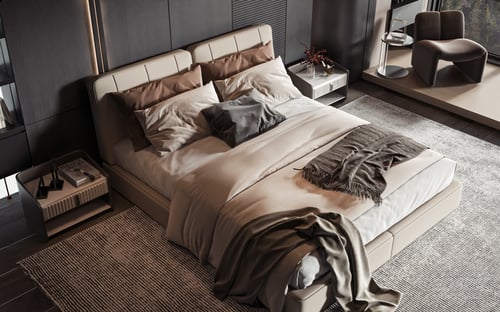 Modern Luxury Minimalist Double Bedroom Scene 3D model