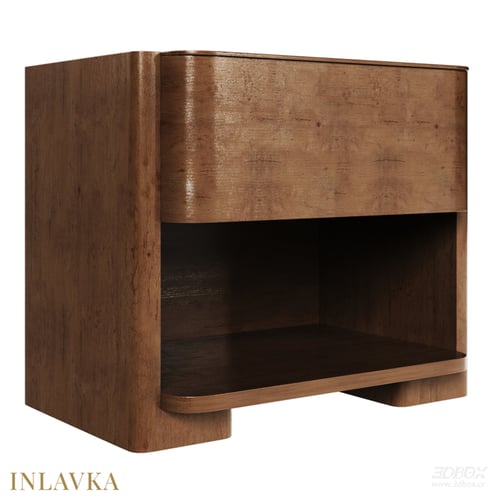 Modern Minimalist Walnut Wooden Nightstand 65cm 3D model