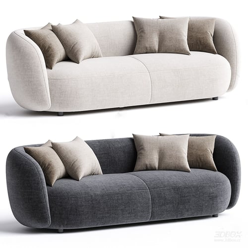 Modern Fabric Curved Sofa Set with Throw Pillows 3D model