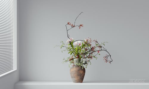 Modern Floral Bouquet with Ceramic Vase Potted Plant 3D model