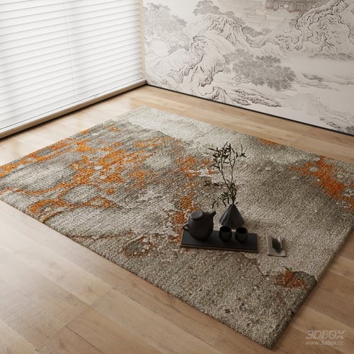 New Chinese Style Abstract Pattern Carpet 3D model