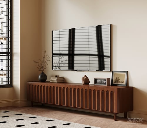 Vintage Walnut Wood TV Cabinet for Living Room 3D model