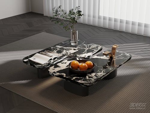 Modern Italian Irregular Marble Coffee Table Set 3D model