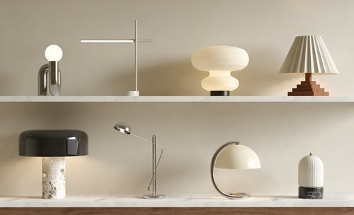 Modern Metal Marble Glass Table Lamp Set 3D model