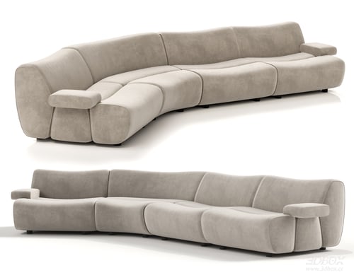 Modern Curved Modular Velvet Sofa Set 3D model