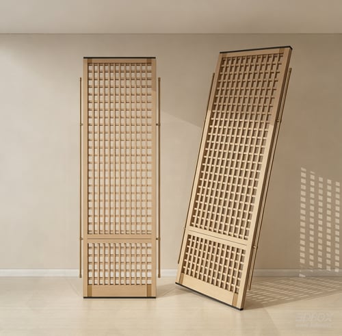 Modern Vintage Wooden Lattice Room Divider Partition 3D model