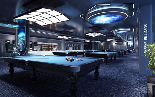 Modern Industrial Tech Luxury Billiard Hall Scene 3D model