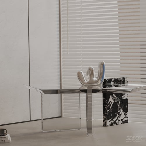 Modern Minimalist Acrylic Marble Base Coffee Table 3D model