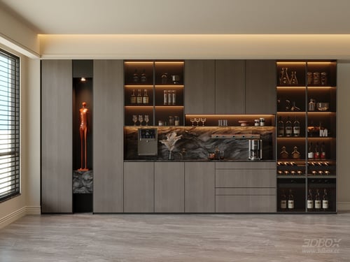 Modern Mid-century Sideboard Wine Cabinet 3D model