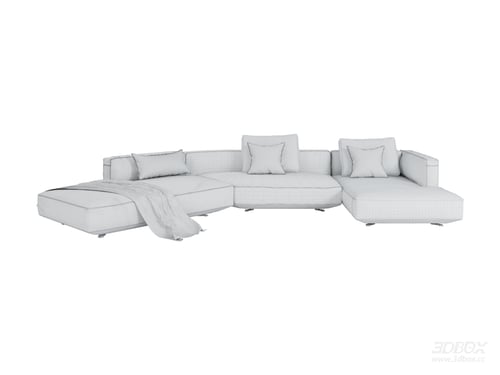 Modern Zanotta Corner Sectional Fabric Sofa Set 3D model