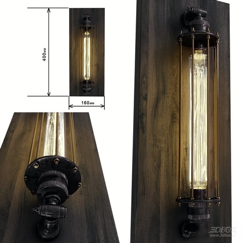 Steampunk Industrial Wall Sconce Vintage Edison Bulb Light 3D model