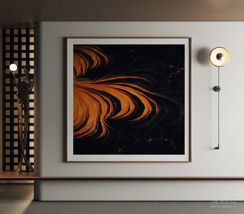 Abstract Orange Black Wall Art Frame 3D model
