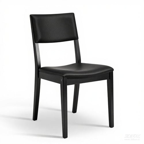 Modern Black Leather Upholstered Wooden Dining Chair 3D model