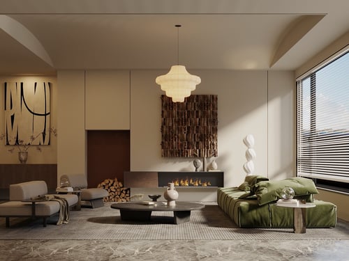 Wabi Sabi Vintage Style Living Room Furniture Set 3D model