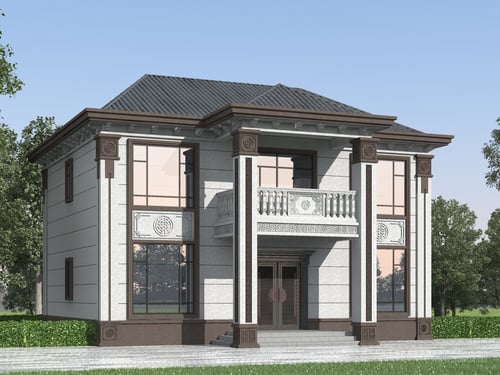 New Chinese Style Two-story Villa Exterior Building 3D model
