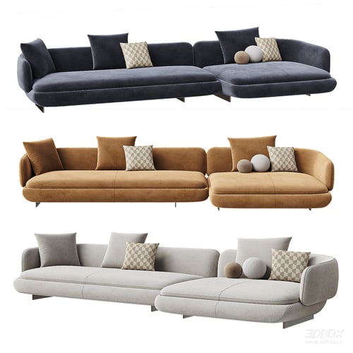 Modern Italian Minotti Vivienne L-shaped Sectional Sofa Set 3D model