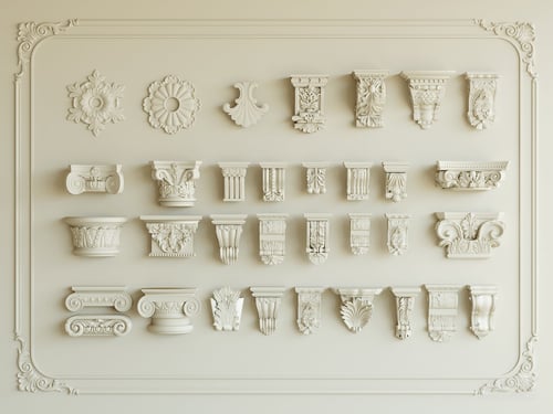 French Style Carved Decorative Plaster Corbels Set 3D model