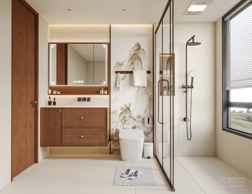 New Chinese Song Style Aesthetic Bathroom Scene 3D model