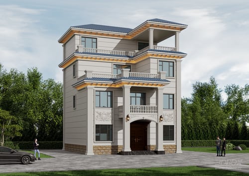 European Style Luxury Villa Exterior Building Facade 3D model