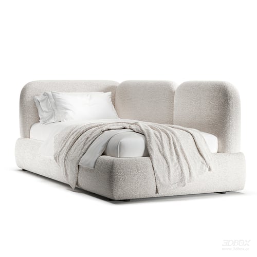 Modern Minimalist Boucle Upholstered Single Bed 3D model