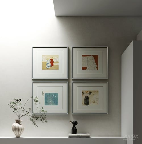 Minimalist Cream Style Abstract Decorative Frame Set 3D model