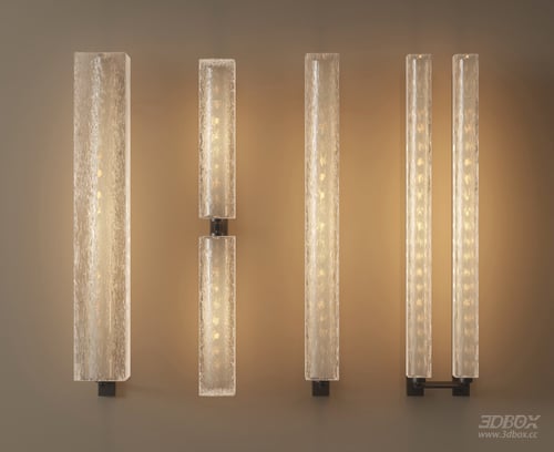 Modern Long Textured Glass Wall Sconce Set 3D model