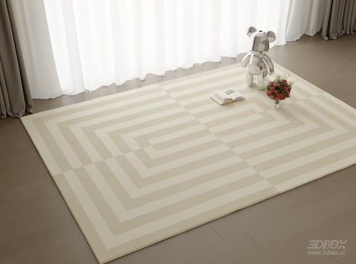 Modern Geometric Beige Minimalist Carpet 3D model