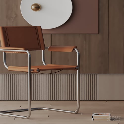 Modern Leather Dining Chair with Metal Frame 3D model
