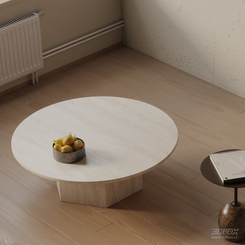 Modern Round Travertine Coffee Table 3D model