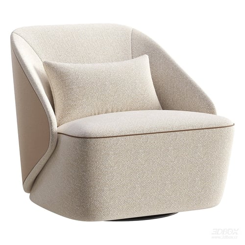 Modern Fabric Leather Swivel Single Armchair Sofa 3D model