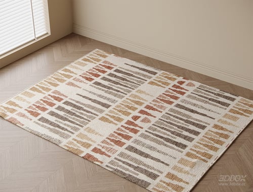 Modern Geometric Pattern Beige Brown Carpet 3D model