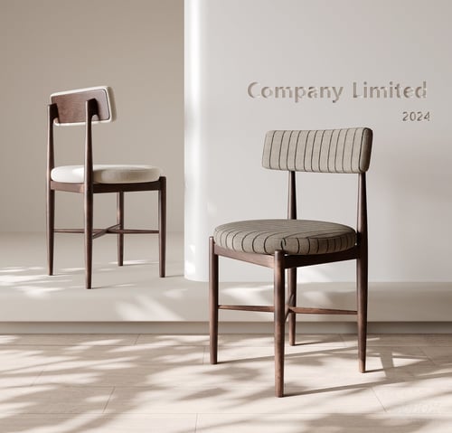 Mid Century Modern Wooden Fabric Dining Chair 3D model